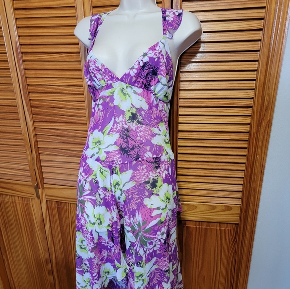 COPY - Victoria Secret Swim Floral Asymmetrical Coverup Dress flutter straps sz… - Picture 2 of 16